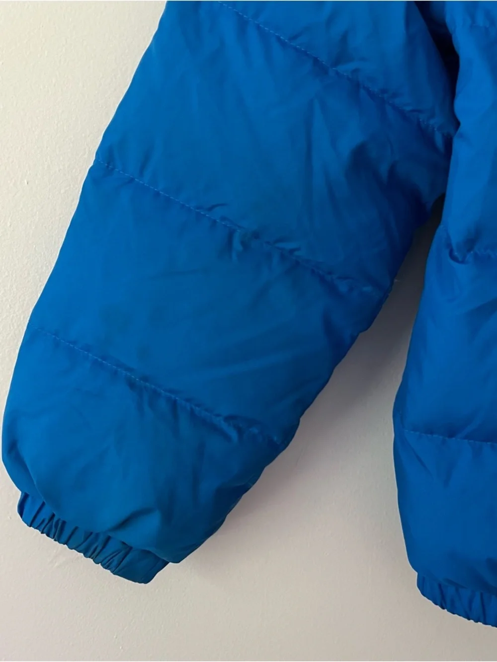 Boys The North Face Down Puffer Jacket XS Blue Lightweight Hooded